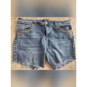 R21 Earl Embellished Blue Denim Cutoff Shorts